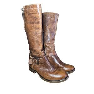 BedStu Token Leather Moto Boots Womens 6.5 Distressed, Leather Upper and Lining